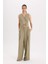 Wide Leg Piliseli Klasik Kumaş Pantolon Yüksek Bel Geniş Paça Basic Düz Tensel Çift Cepli D4564AX24AU 2