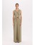 Wide Leg Piliseli Klasik Kumaş Pantolon Yüksek Bel Geniş Paça Basic Düz Tensel Çift Cepli D4564AX24AU 4