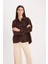 Oversize Geniş Kalıp Poplin Basic Düz Uzun Kollu Gömlek E2677AX24WN 4