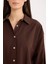 Oversize Geniş Kalıp Poplin Basic Düz Uzun Kollu Gömlek E2677AX24WN 5
