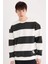 Boxy Fit Bisiklet Yaka Çizgili Dokuma Etiketli Sweatshirt A9066AX24AU 1
