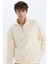 Relax Fit Dik Yaka Fermuarlı Basic Düz Kalın Sweatshirt E5334AX24WN 1