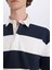 Boxy Fit Polo Yaka Çizgili Sweatshirt D1784AX24WN 5