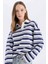 Coool Loose Fit Polo Yaka Çizgili Uzun Kollu Tişört E4920AX25SM 1