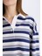 Coool Loose Fit Polo Yaka Çizgili Uzun Kollu Tişört E4920AX25SM 5