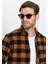 Erkek Slim Fit Dar Kesim Oduncu Düğmeli Yaka Kareli Kışlık Gömlek 4