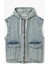 Kapüşonlu Fermuarlı Kapaklı Cepli Oversize Pamuklu Kolsuz Denim Yelek 1