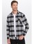 Erkek Slim Fit Dar Kesim Oduncu Tek Cepli Kareli Kışlık Gömlek 2
