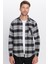 Erkek Slim Fit Dar Kesim Oduncu Tek Cepli Kareli Kışlık Gömlek 4