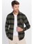 Erkek Slim Fit Dar Kesim Oduncu Tek Cepli Kareli Kışlık Gömlek 2