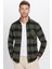 Erkek Slim Fit Dar Kesim Oduncu Tek Cepli Kareli Kışlık Gömlek 5