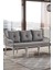 Joy Rattan Puflu Bahçe Balkon Takımı 3+1+1+ Camlı Masa Kemik Rengi 2