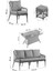 Joy Rattan Puflu Bahçe Balkon Takımı 3+1+1+ Camlı Masa Kemik Rengi 5
