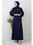Zincir Düğme Detay Elbise Lacivert 2