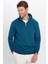 Unisex Relax Fit Rahat Kesim Pamuklu İçi Polarlı Yarım Fermuarlı Indigo Dik Yaka Sweatshirt 2