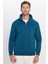 Unisex Relax Fit Rahat Kesim Pamuklu İçi Polarlı Yarım Fermuarlı Indigo Dik Yaka Sweatshirt 4
