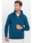 Unisex Relax Fit Rahat Kesim Pamuklu İçi Polarlı Yarım Fermuarlı Indigo Dik Yaka Sweatshirt 5