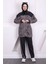 Füme Gri Bel Büzgülü Modal Tunik Pantolonlu Takım 2