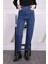 Koyu Mavi Yüksek Bel Mom Jeans Pantolon 1