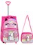 Çekçekli Pembe Unicorn Baskılı, Ortopedik Sırt Özellikli, Ilkokul Çantası + Beslenme Çantası 1
