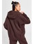 Sportswear Fleece Oversize Pullover Hoodie Swoosh Kadın Geniş Kalıp Kapüşonlu Sweatshirt Kahverengi 2