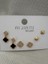 Vk Modeli Taşlı Siyah 3 Boy Set Küpe Gold Renk 1