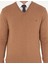 Erkek Camel Melanj Slim Fit V Yaka Basic Triko Kazak 50296622-VR122 6