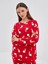 Dream kırmızı Bisiklet Yaka Baskılı Kadın Pijama Takımı 1