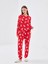 Dream kırmızı Bisiklet Yaka Baskılı Kadın Pijama Takımı 2