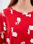 Dream kırmızı Bisiklet Yaka Baskılı Kadın Pijama Takımı 5