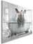 Hayvan Cam Tablo - Sevimli Dostlar Banyoda - Yatay Motif 02-013 2