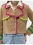 Kadın Krem Crop Top Deri Ceket 50263168-VR071 6
