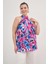 Halter Yakalı Desenli Bluz 1