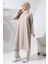 Kadın Hac ve Umre Kıyafeti Tesettür Ikili Takım Krem 4