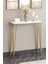 100 cm Beyaz Dresuar Kahve Köşesi Konsol Modern Raf Metal Boru Gold Ayaklı 4