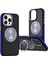 iPhone 16 Pro Max ile Uyumlu Kılıf Double Color Magsafe ile Uyumlu Stand Olabilen 360° Dönen Halka Ring Tutuculu Already Magnetic Wireless iphone ile Uyumlu Kılıf Kapak Siyah-Lacivert 1