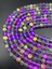 10MM Mor-Şeffaf-Sarı Yansımalı Janjanlı Lazerli Mat Buzlu Cam Boncuk DIZISI,40CM Cam Boncuk Dizisi 1