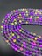 10MM Mor-Şeffaf-Sarı Yansımalı Janjanlı Lazerli Mat Buzlu Cam Boncuk DIZISI,40CM Cam Boncuk Dizisi 4