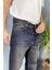 Lacivert Taşlanmış Eskitme Kot Pantolon 2