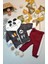 Erkek Bebek Panda Nakışlı Kışlık Içi Pamuklu Bordotakım 1