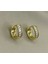Gold Renk Taşlı Halka Küpe 3