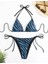 Özel Tasarım Dans Eden Çizgiler Baskılı Brazilian Beach Club Kadın Bikini Takımı 1