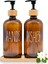 Bambu Standlı Amber Cam Sıvı Sabunluk Seti - 2'li 2 x 475 ml 1