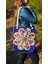 Mavi Çiçek Desen Bez Çanta & Portföy Clutch El Çantası, Etnik Omuz Çanta, Makine Dokuma Kumaş Çanta 3