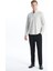 Gri Slim Fit Uzun Kollu Çizgili Erkek Gömlek 2