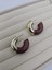 Round Gold Bordo Çift Renkli Halka Küpe 1