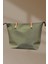 Fermuarlı Içi Cepli Saten Yeşil Kadın El ve Omuz Çantası 1