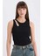 Slim Fit Dar Kesim Bisiklet Yaka Fitilli Kaşkorse Siyah Atlet A3422AX25SP 1