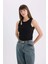 Slim Fit Dar Kesim Bisiklet Yaka Fitilli Kaşkorse Siyah Atlet A3422AX25SP 4