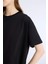 Oversize Geniş Kalıp Bisiklet Yaka Basic Düz Siyah Kısa Kollu Siyah Tişört E4935AX25SP 4
